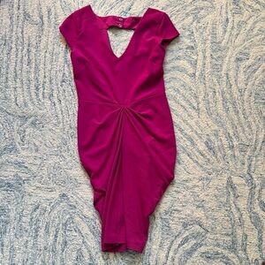 Vintage 90s gas fuchsia, body con rusched wiggle dress 4